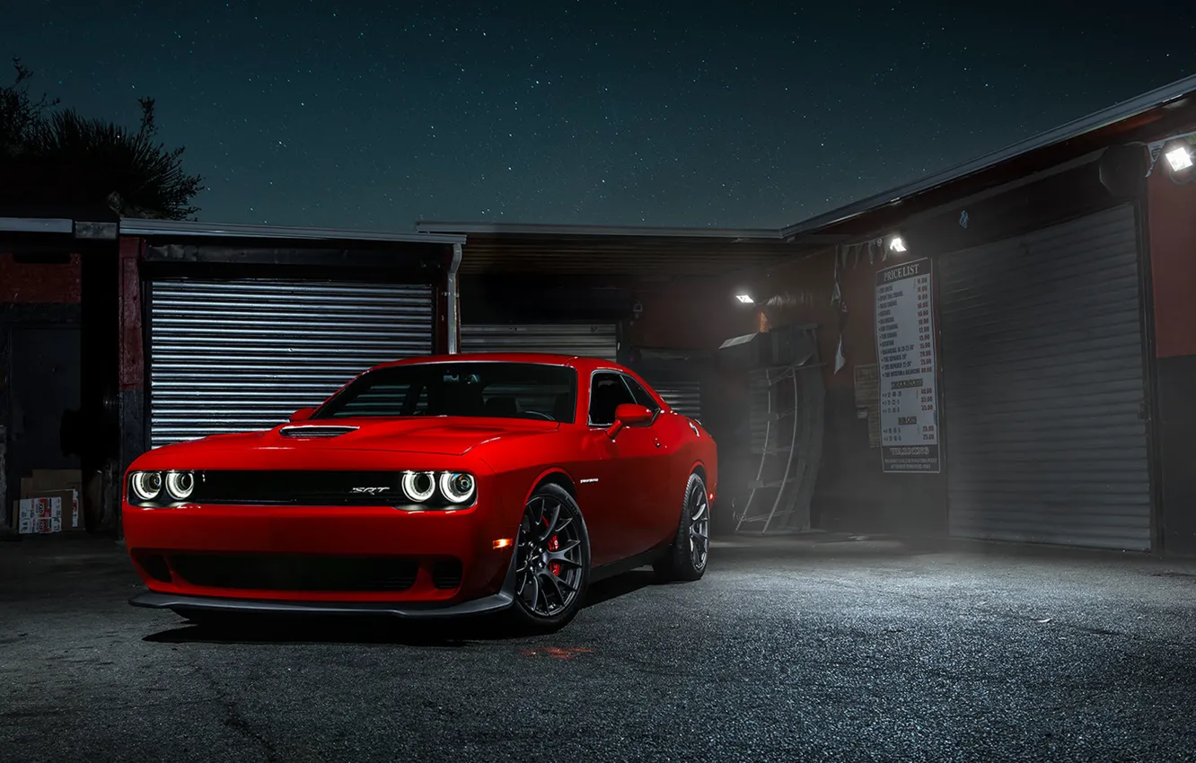Фото обои Muscle, Dodge, Challenger, Red, Car, Front, Hellcat, SRT