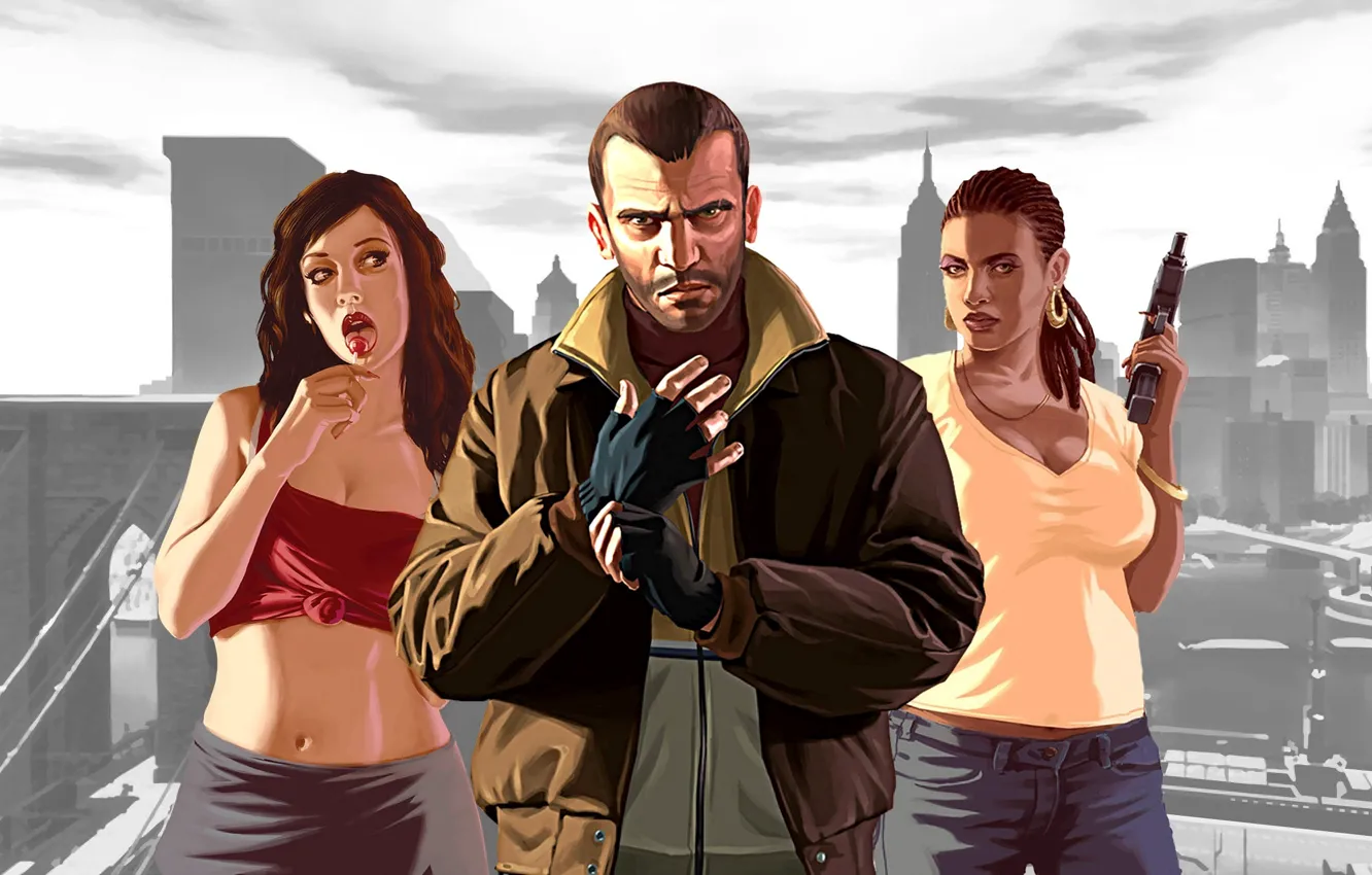 Фото обои игра, 2008, криминал, GTA, GTA 4, Нико Беллик, Rockstar Games, Grand Theft Auto IV