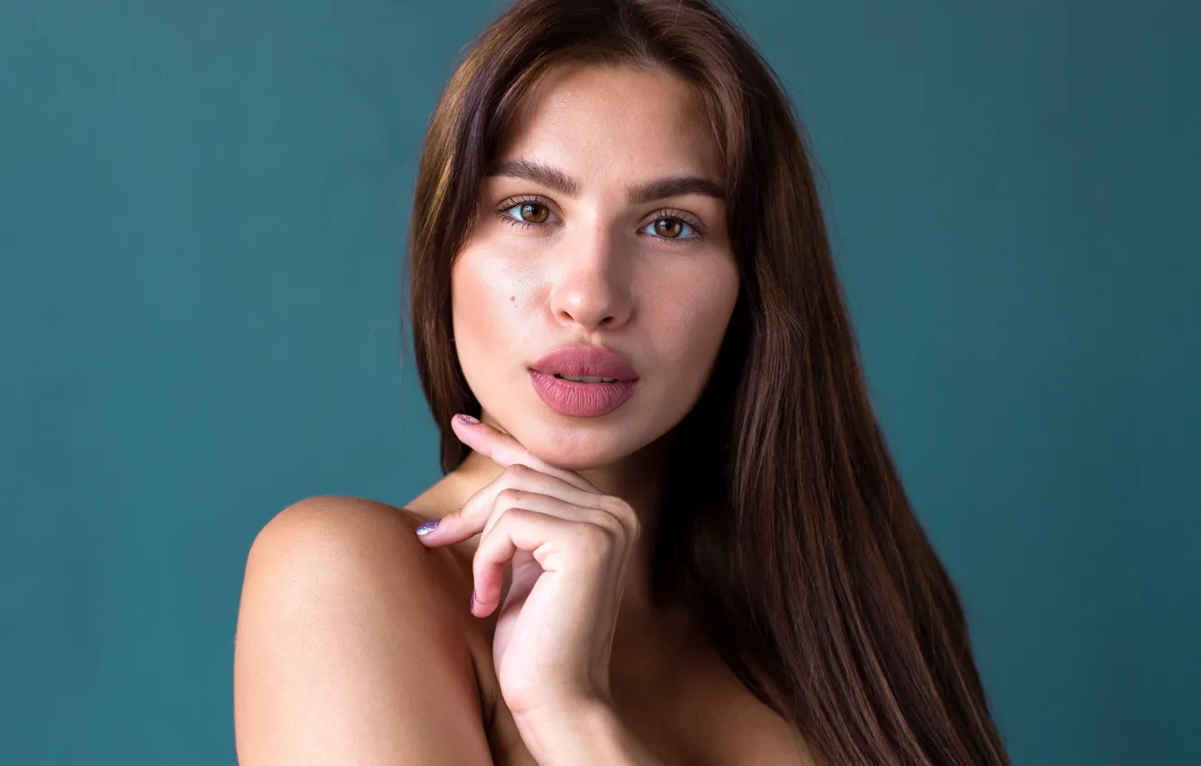 Фото обои brown hair, brown eyes, look, naked, lipps, Sica, big lipps