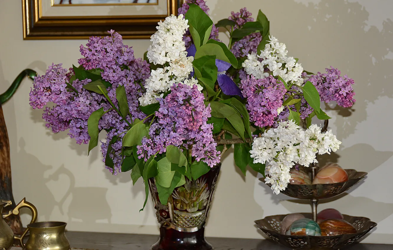 Фото обои Ваза, Букет, Сирень, Bouquet, Vase, Lilac