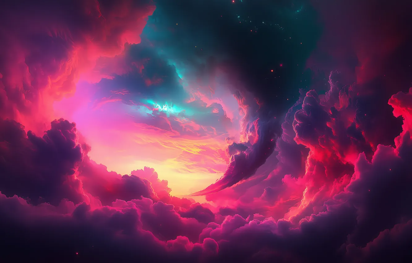 Фото обои colorful, clouds, AI art