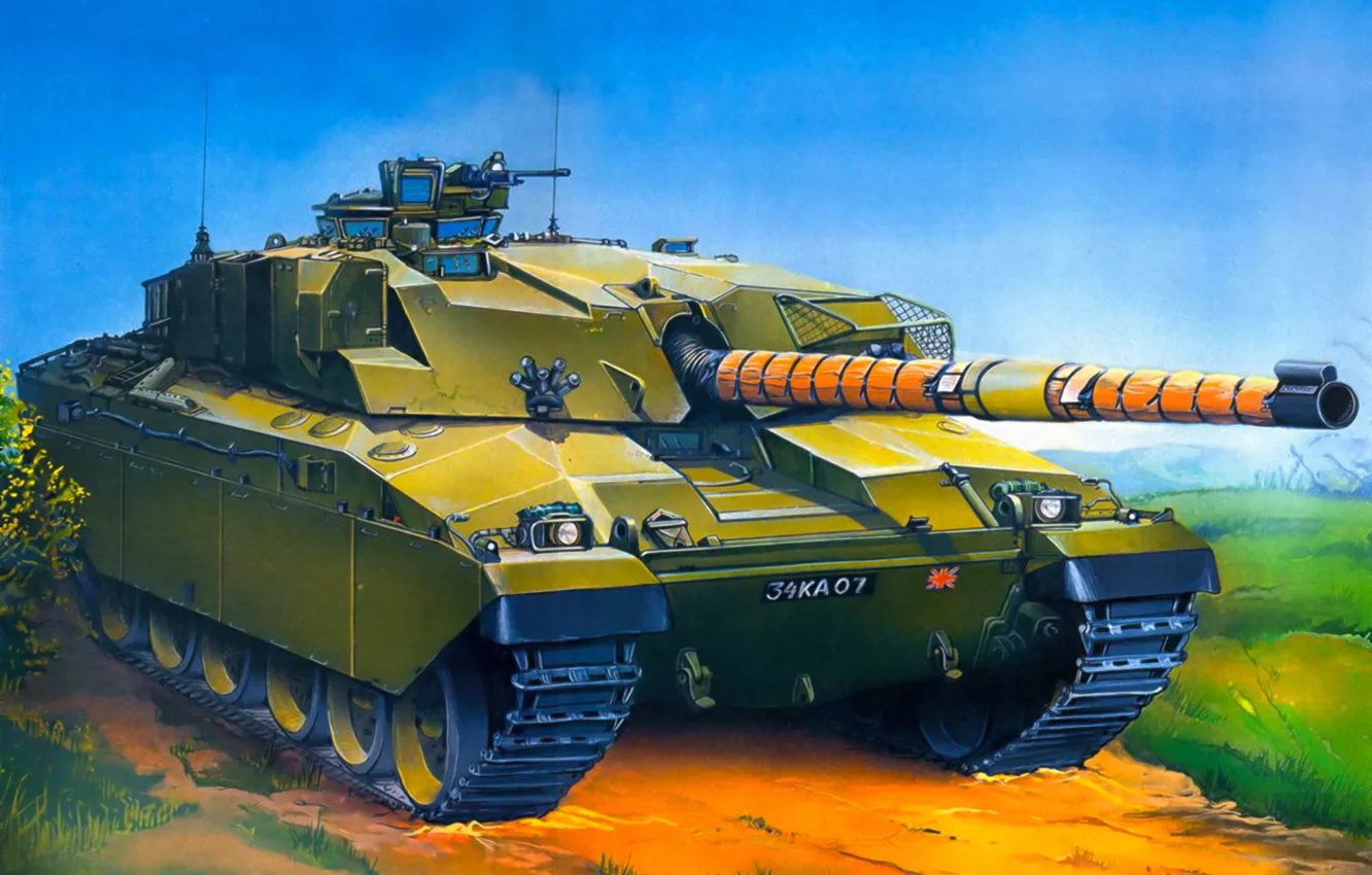 Фото обои war, art, painting, Challenger tank