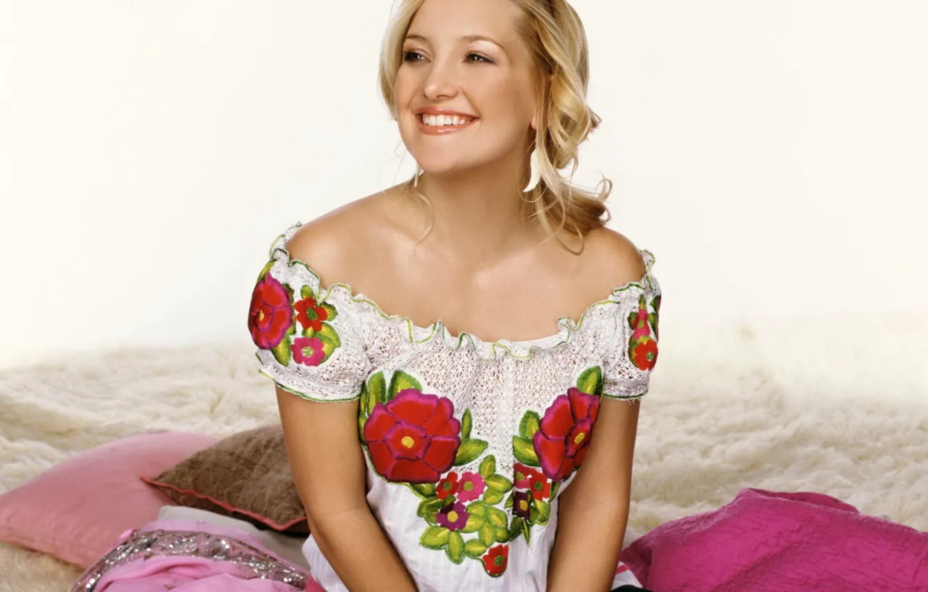 Фото обои улыбка, модель, актриса, блондинка, Kate Hudson