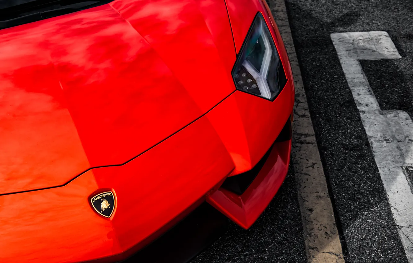 Фото обои Lamborghini, front, orange, LP700-4, Aventador