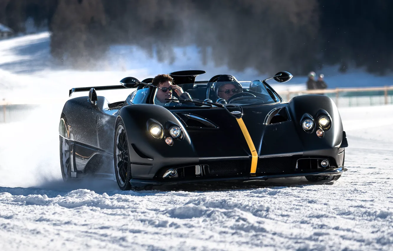 Фото обои car, Pagani, Zonda, snow, Pagani Zonda HP Barchetta