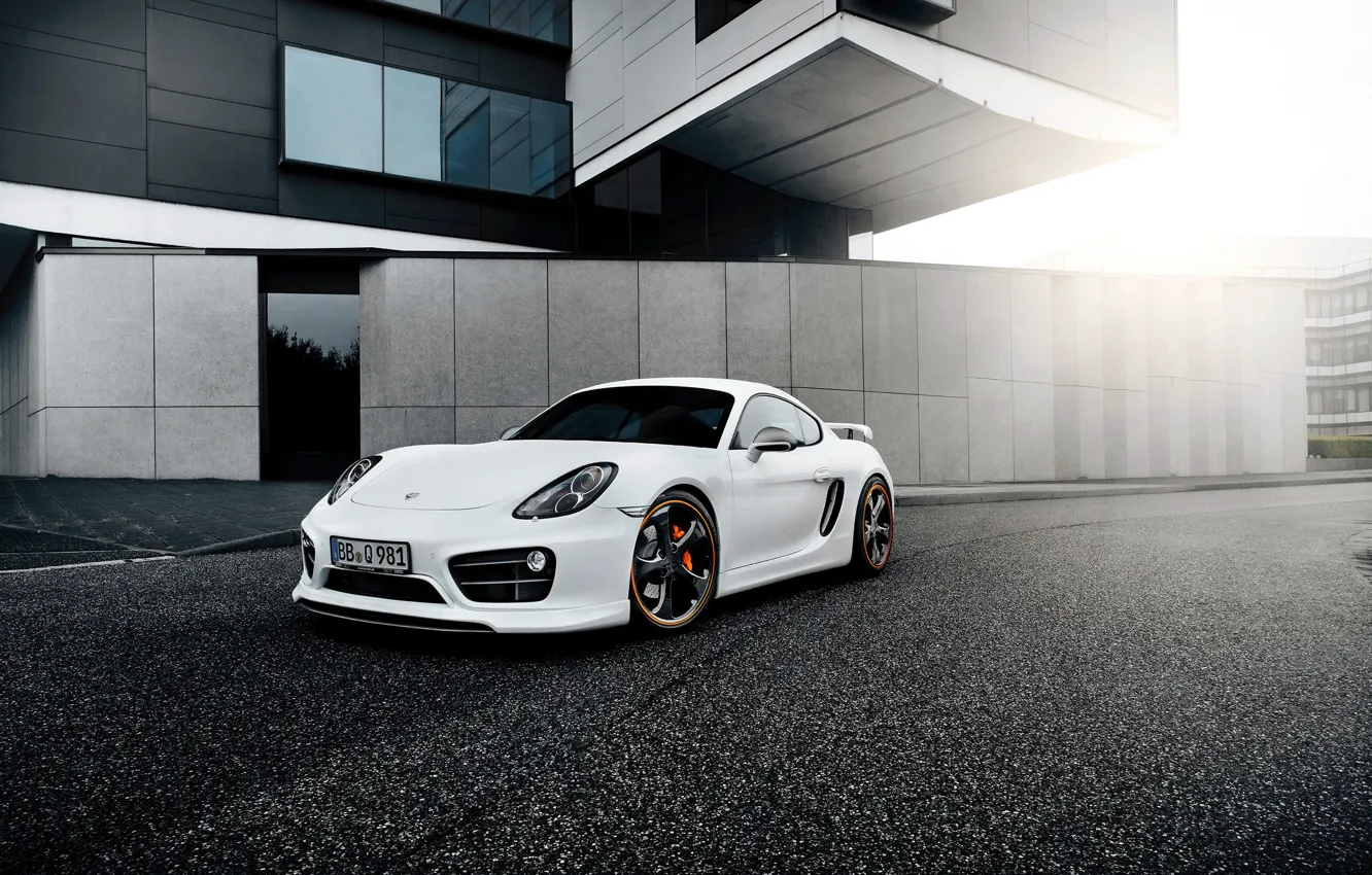Фото обои белый, тюнинг, порше, TechArt, Porsche Cayman