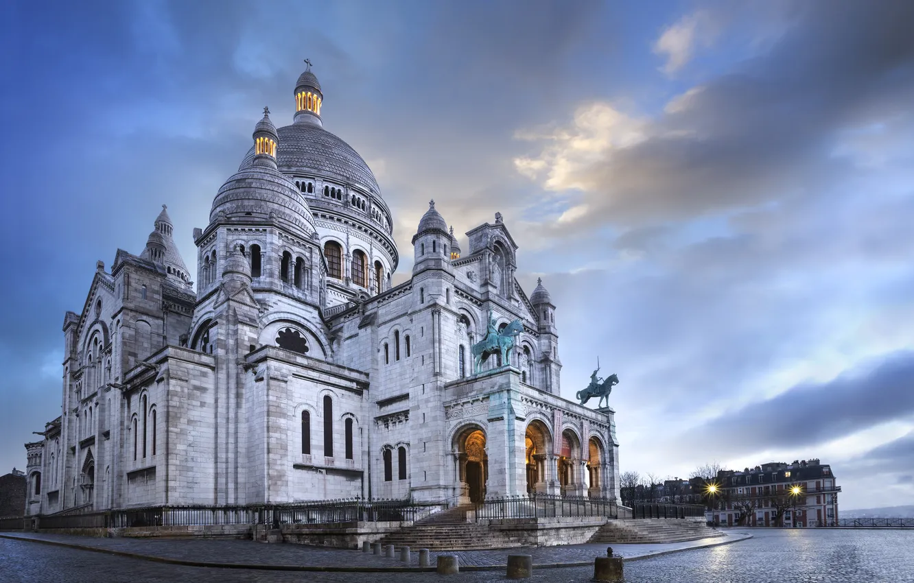 Фото обои Париж, Paris, France, Montmartre, basilique