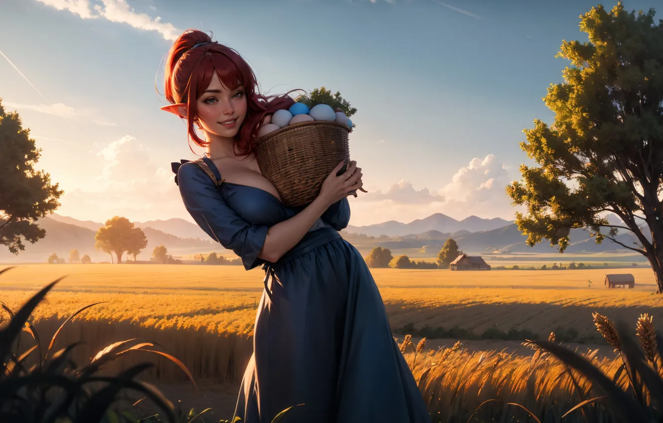 Фото обои девушка, яйца, Пасха