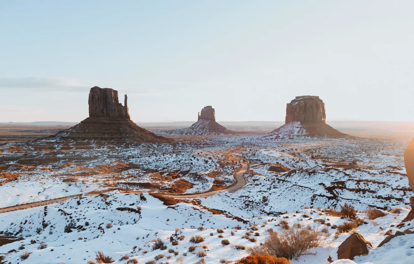 Фото обои снег, пейзаж, горы, Аризона, USA, США, Landscape, nature
