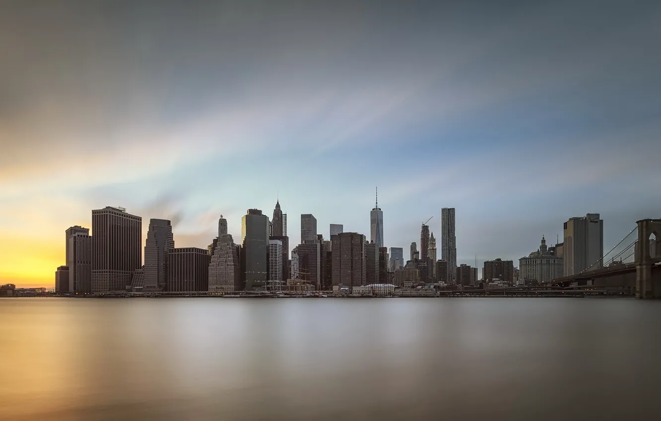 Фото обои город, sunset, Manhattan
