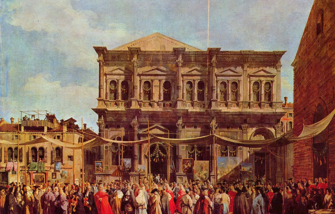 Фото обои картина, антонио каналетто, праздник свтяого роха