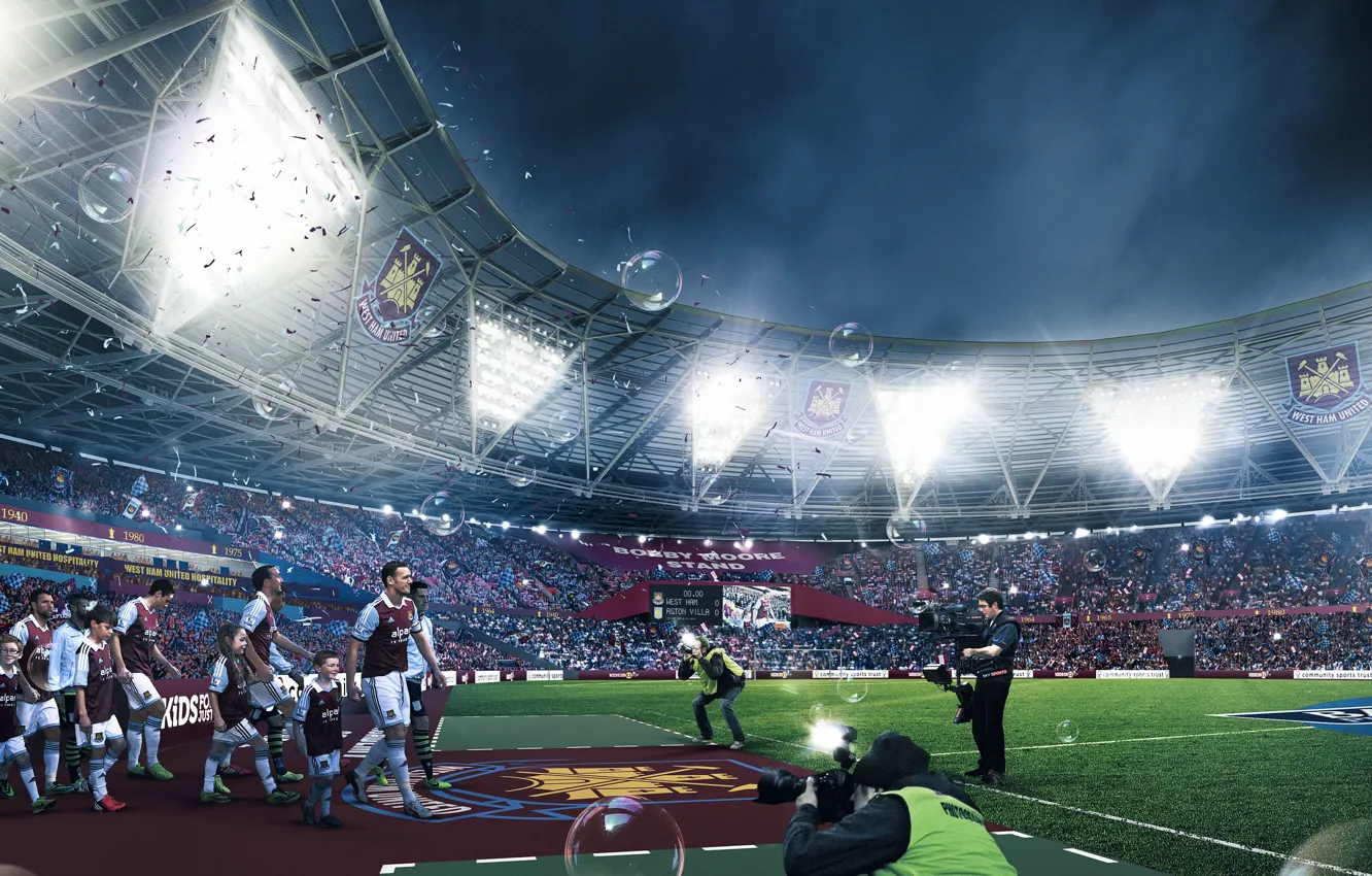 Фото обои wallpaper, sport, stadium, football, players, West Ham United