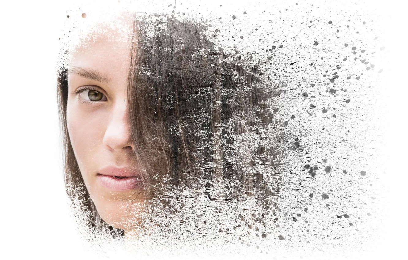 Фото обои woman, art, face, effect, portrait
