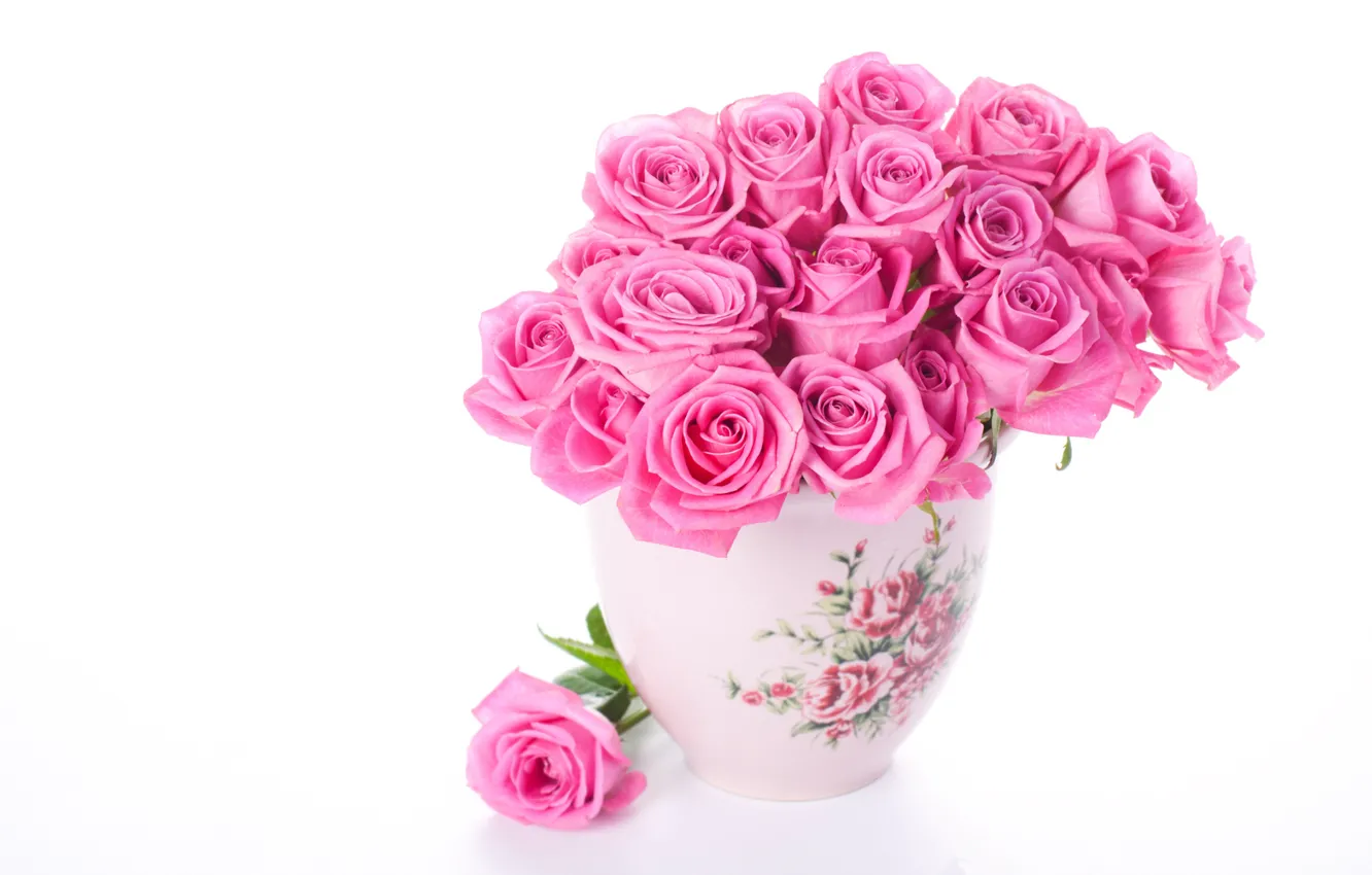 Фото обои цветы, розы, букет, ваза