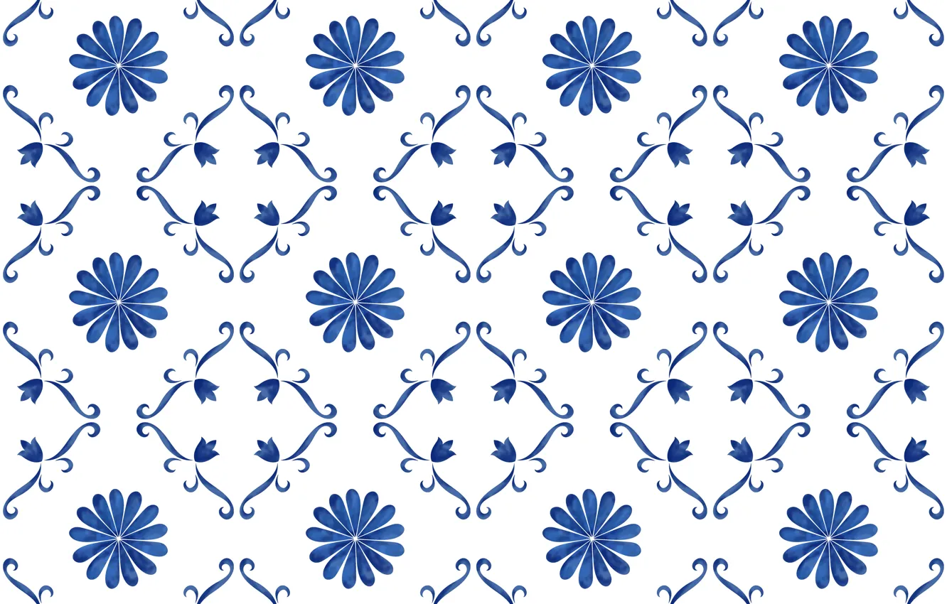 Фото обои цветы, синий, узор, текстура, белый фон