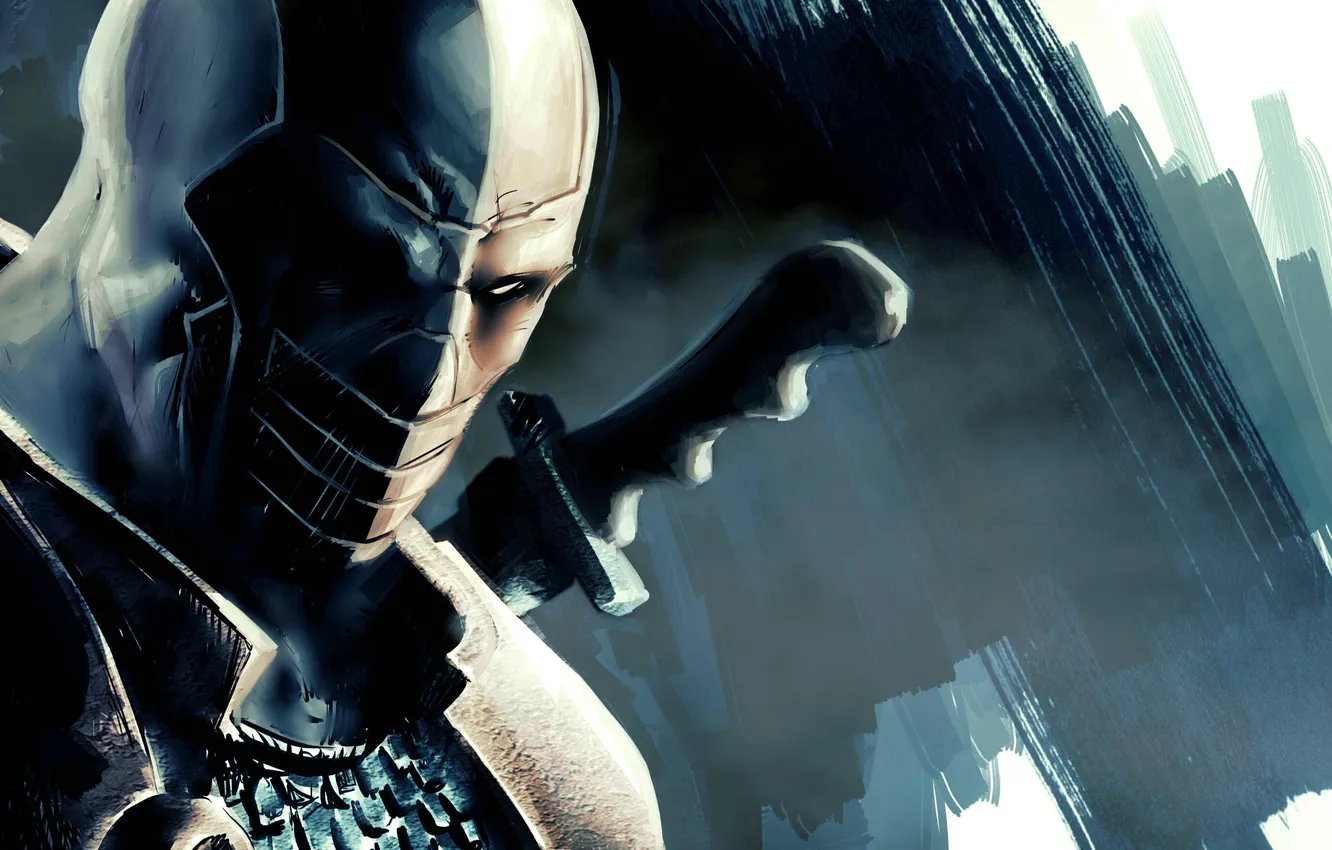 Фото обои наемник, антигерой, Batman: Arkham Origins, Дезстроук, Deathstroke, маска. взгляд