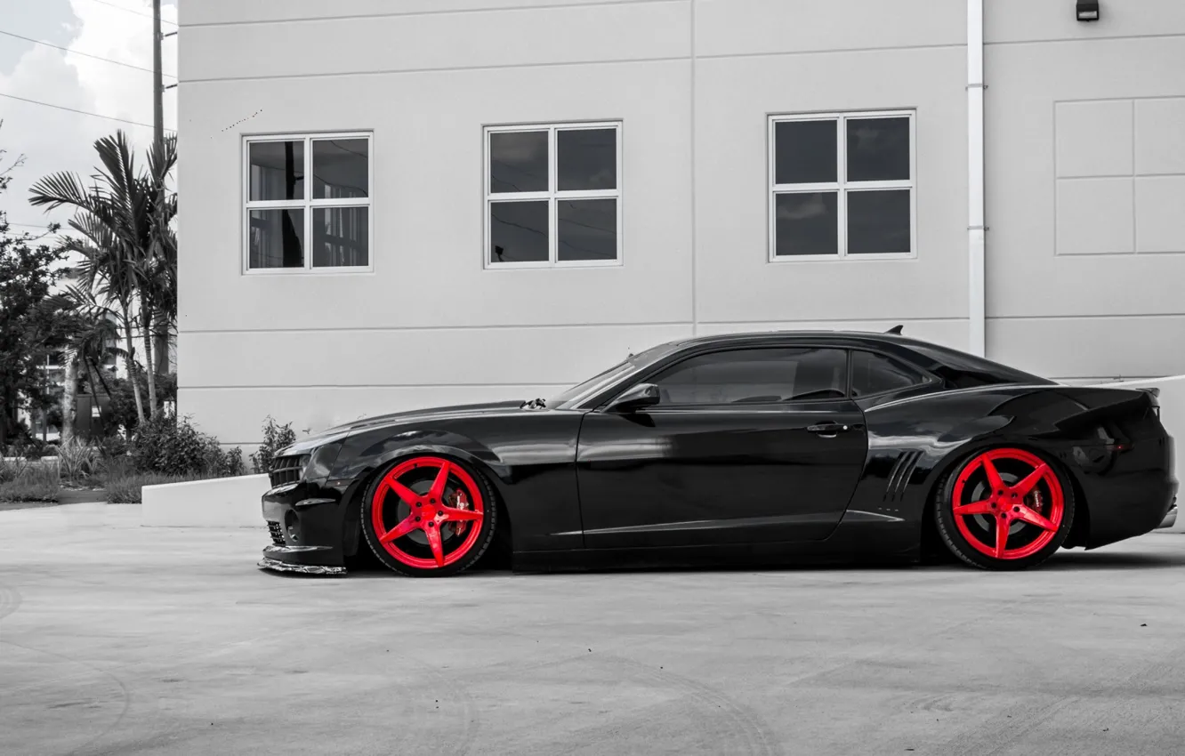 Фото обои Muscle, Camaro, Coupe, Tuning, Vehicle, Red wheels