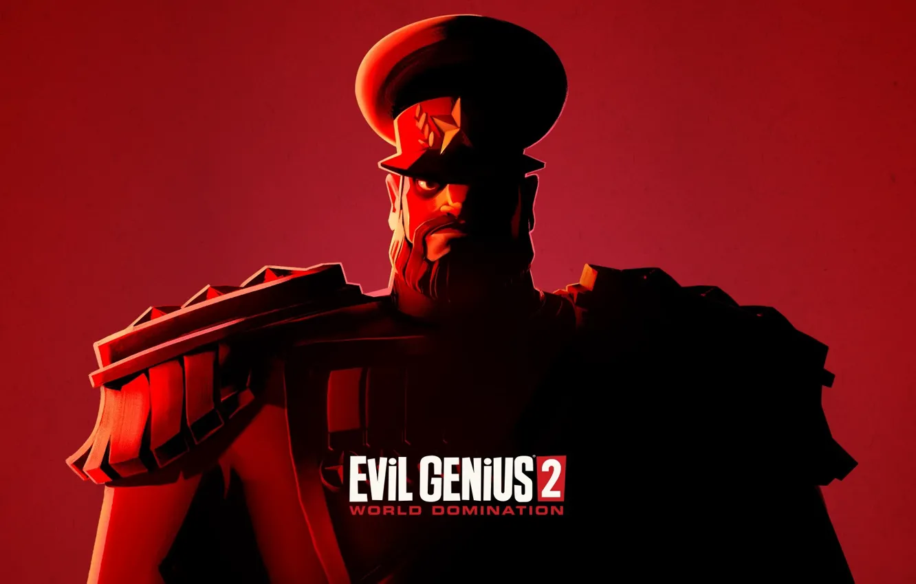 Фото обои злодей, красный фон, games, унифома, Evil Genius 2 World Domination, Красный Иван
