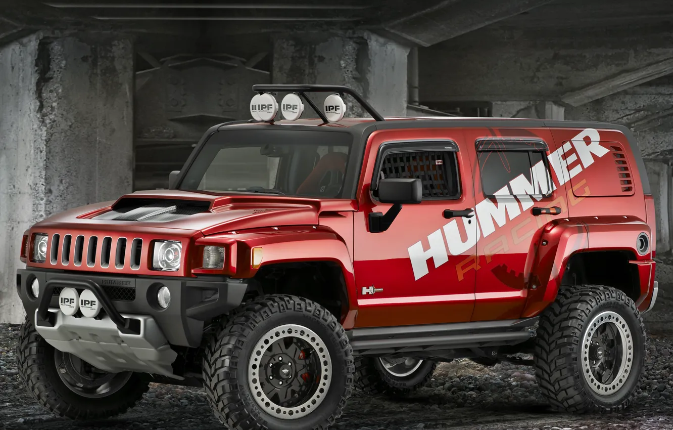 Фото обои concept, red, Hummer, off_road, h3r