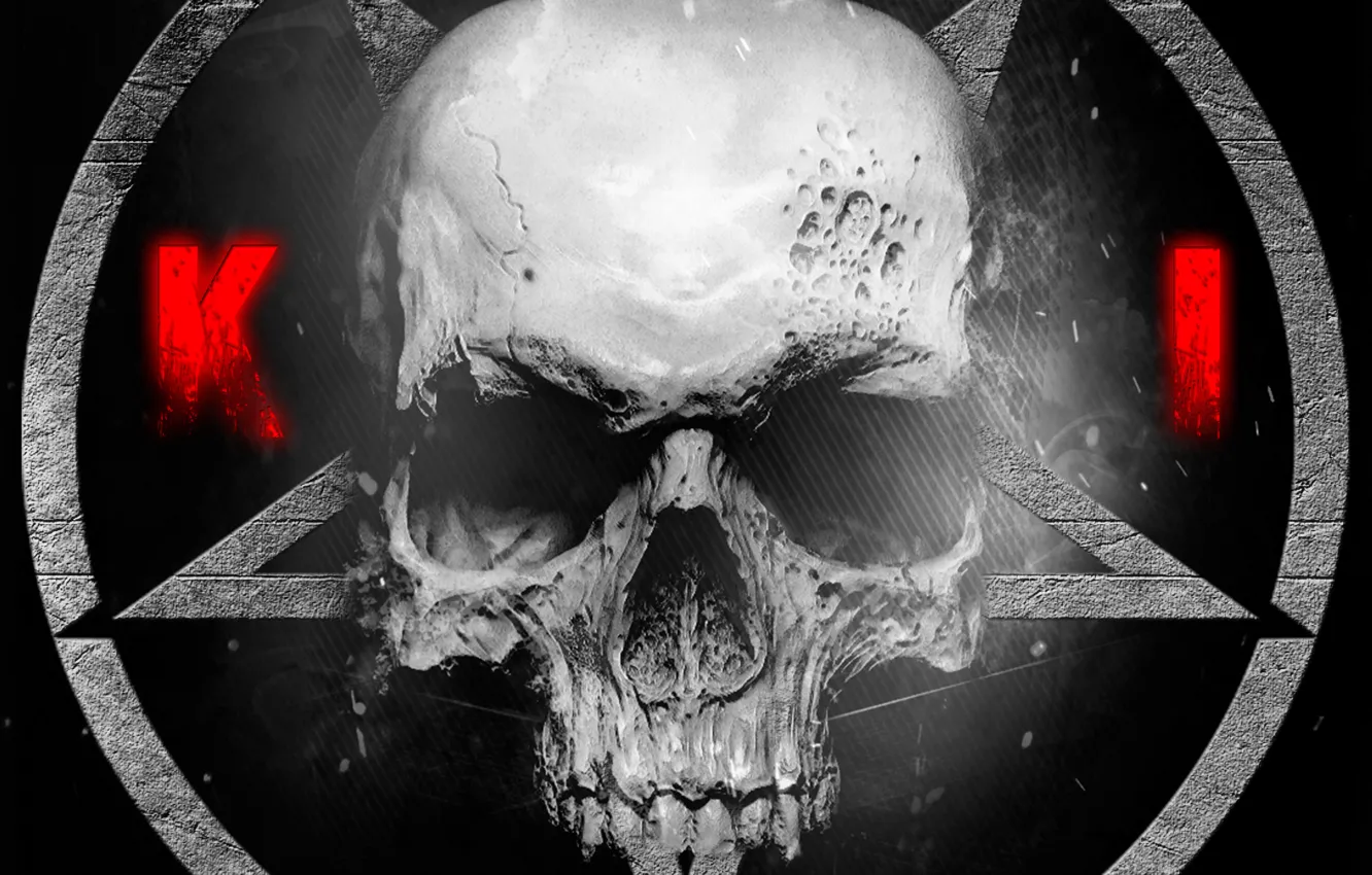 Фото обои skull, black, electronic, killer instinct, synth wave