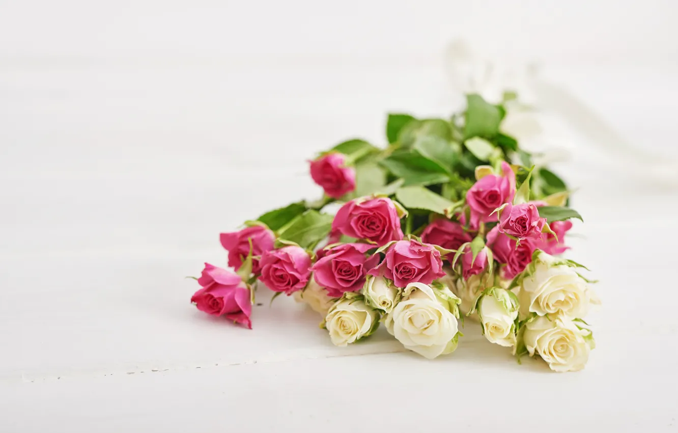 Фото обои розы, букет, розовые, белые, Yarovoy Aleksandr