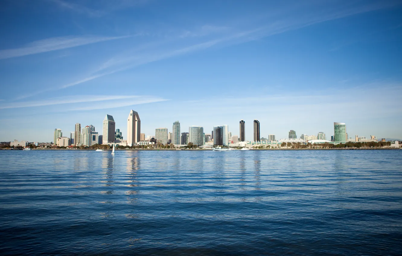Фото обои city, USA, United States, skyline, Pacific Ocean, coast, water, California