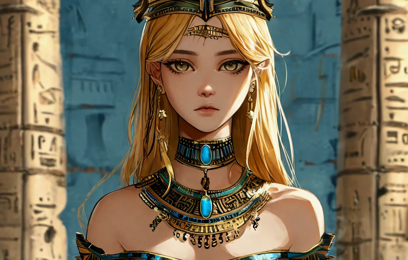 Фото обои Египет, Эннеада, ИИ АРТ, Нефтида