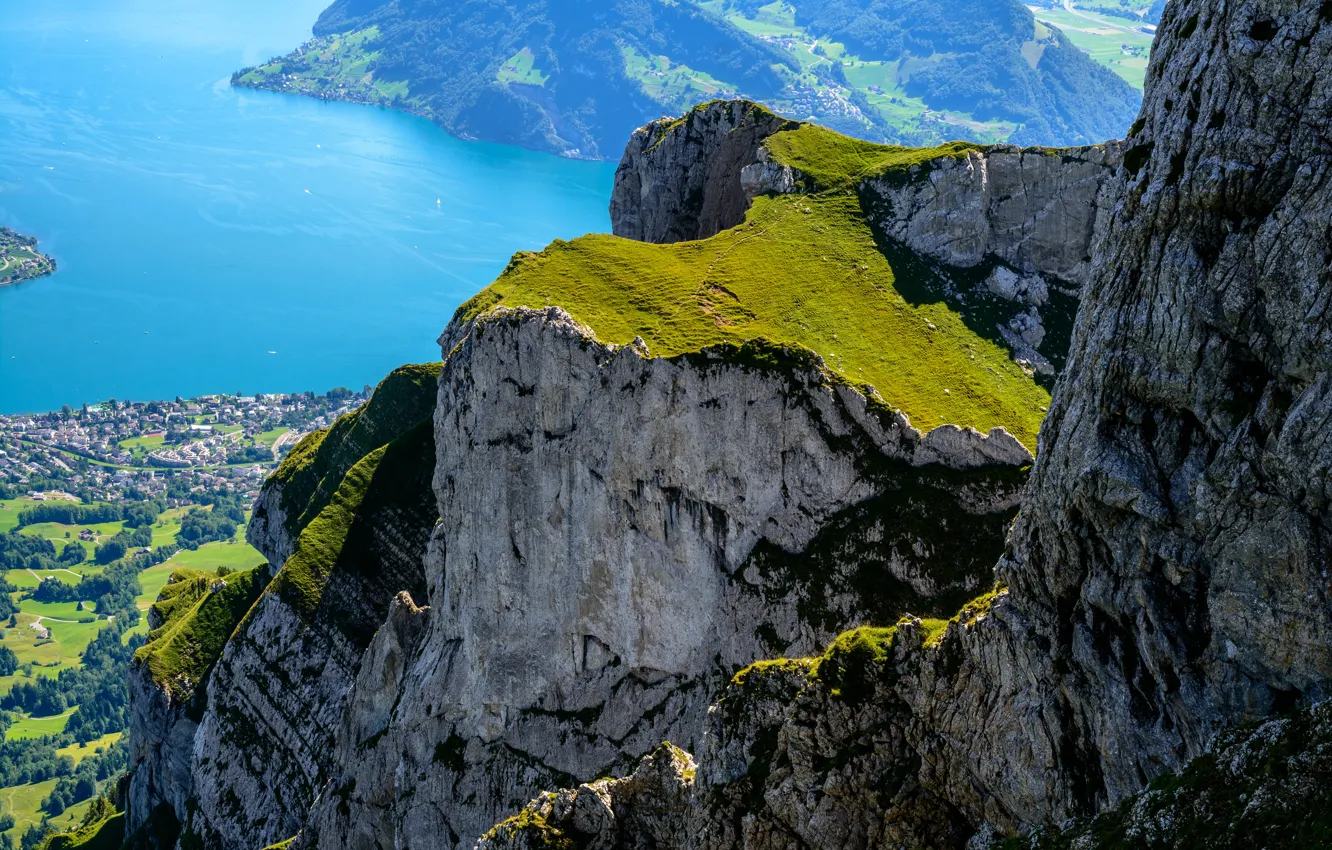 Фото обои Природа, Горы, Скалы, Швейцария, Альпы, Пейзаж, Пилатус