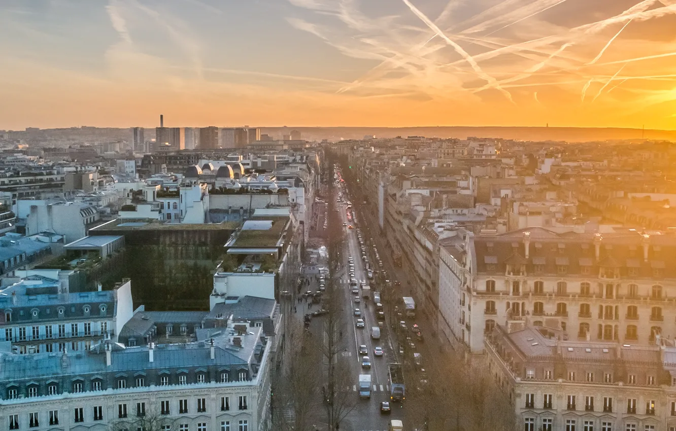 Фото обои город, эйфелева башня, париж, утро, франция, столица
