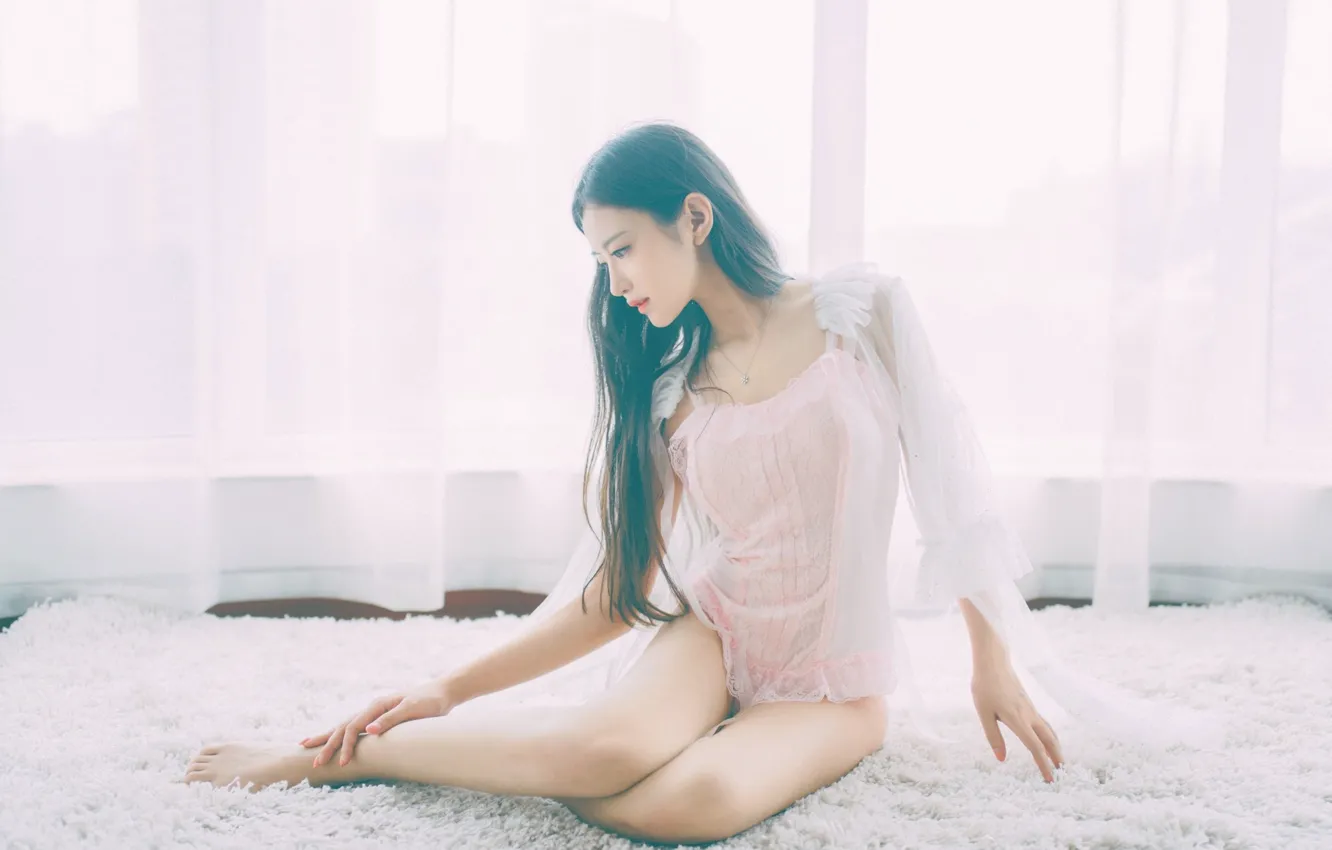 Фото обои Beautiful, Asian, Model, Woman, Pretty, Floor, Carpet