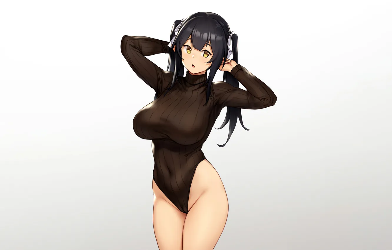 Фото обои girl, sexy, bodysuit, long hair, boobs, anime, beautiful, twintails
