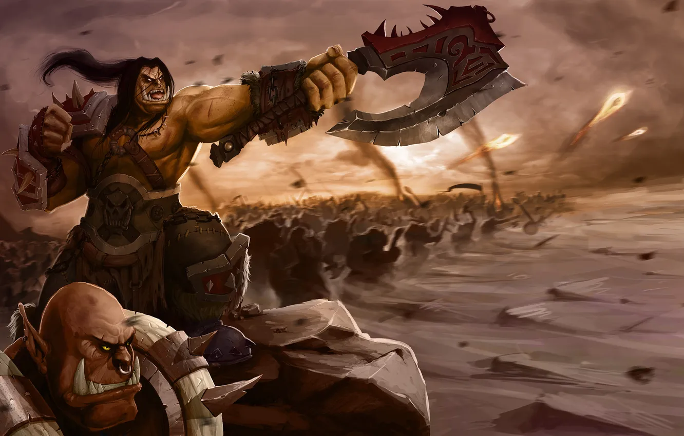 Фото обои армия, World of Warcraft, орки, wow, dlc, warlords of draenor, Grommash Hellscream
