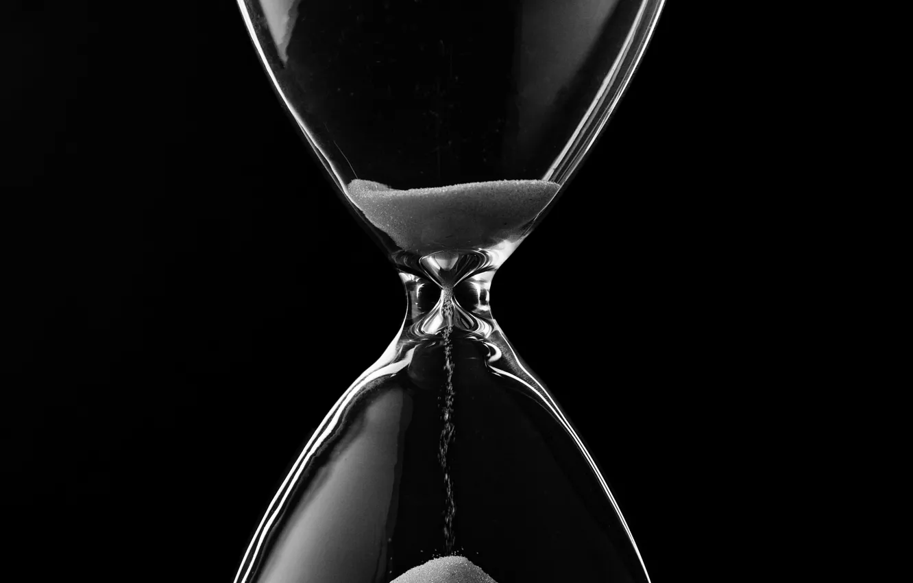 Фото обои glass, black, sand, time, hourglass