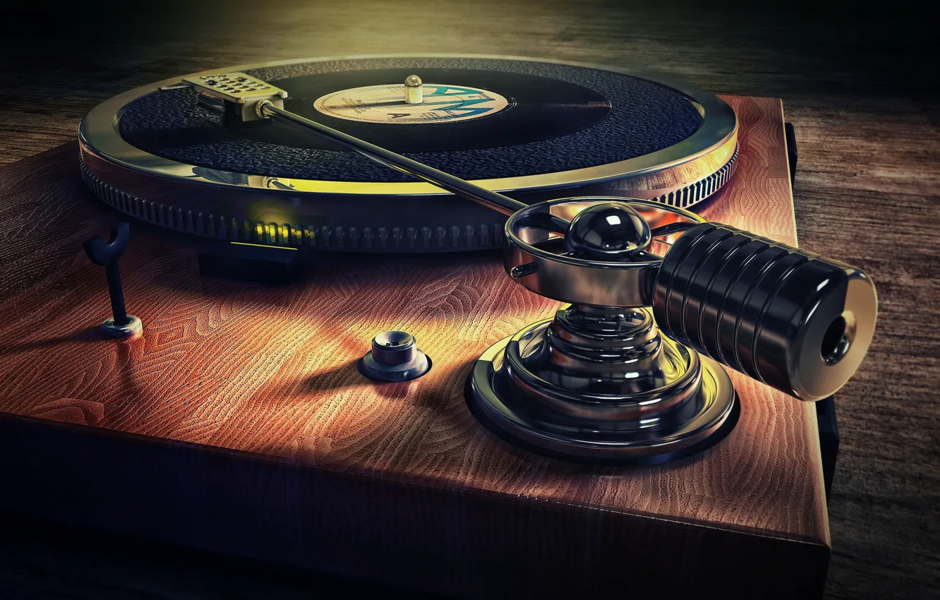 Фото обои музыка, фон, Old Style Record Deck