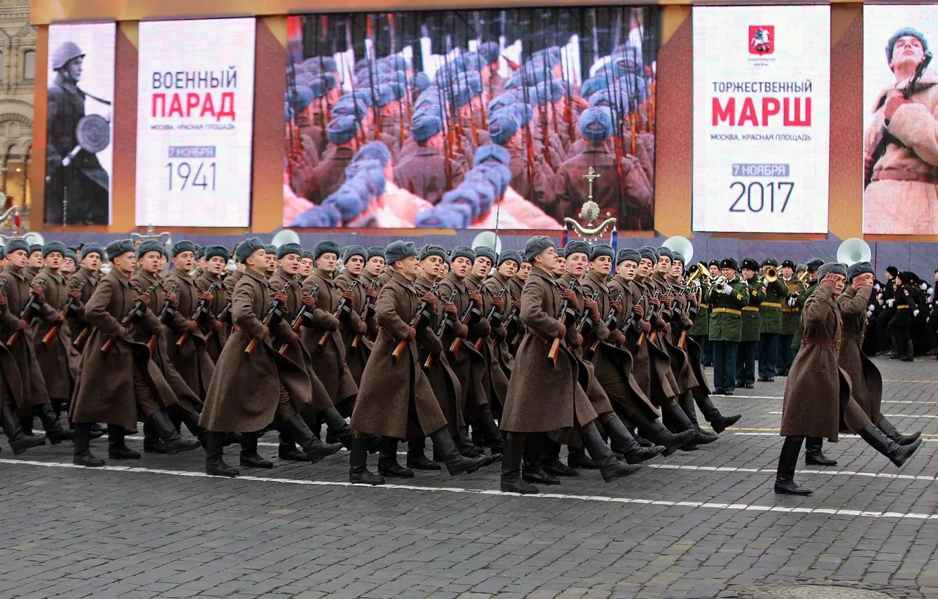 Фото обои праздник, площадь, солдаты, парад, 9 мая