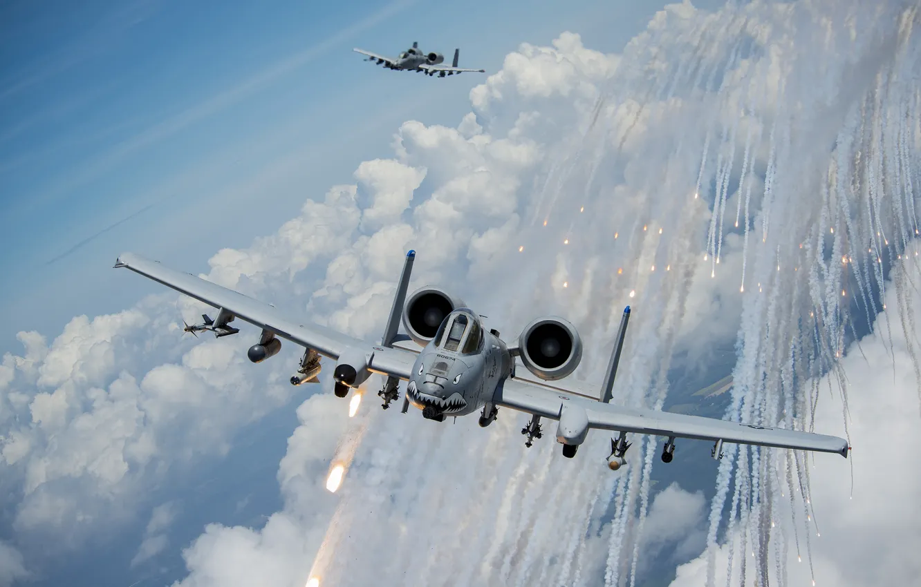 Фото обои облака, штурмовик, A-10, Thunderbolt II