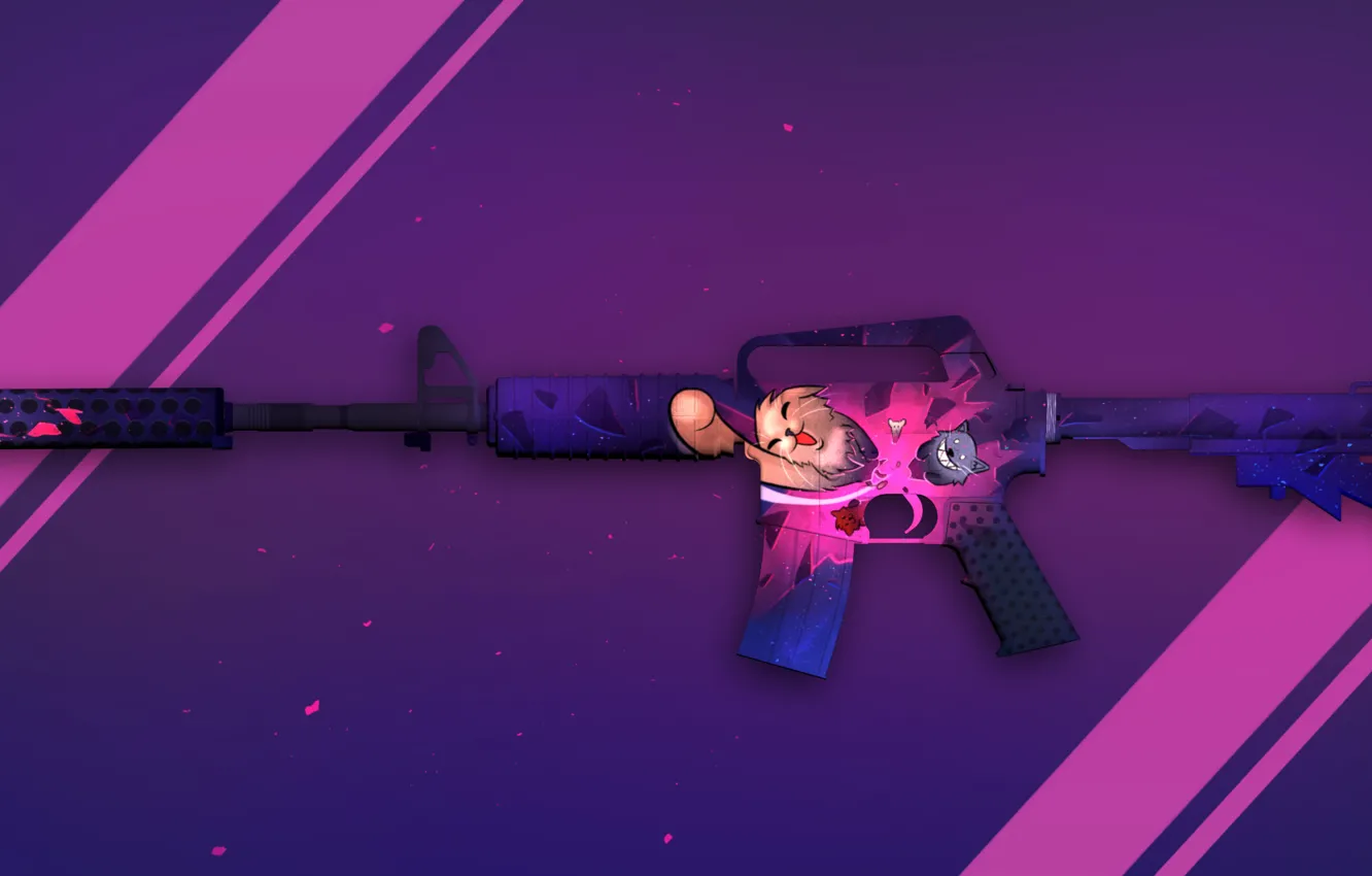Фото обои зверюшки, раскрас, workshop, cs go, custom paint job, shaggy attack, m4a1-s, нян