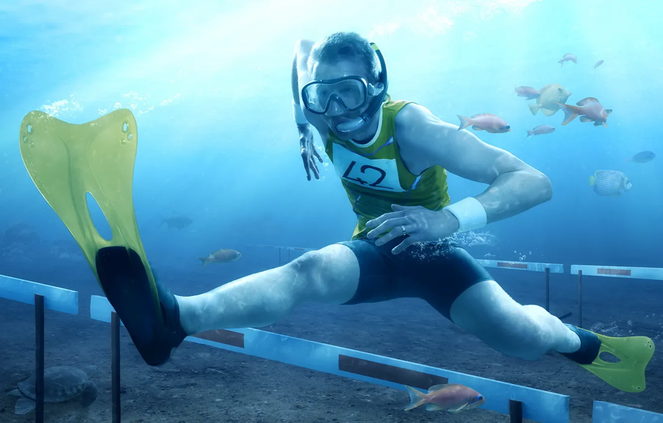 Фото обои sport, underwater, jump, humor, athlete, aquatic