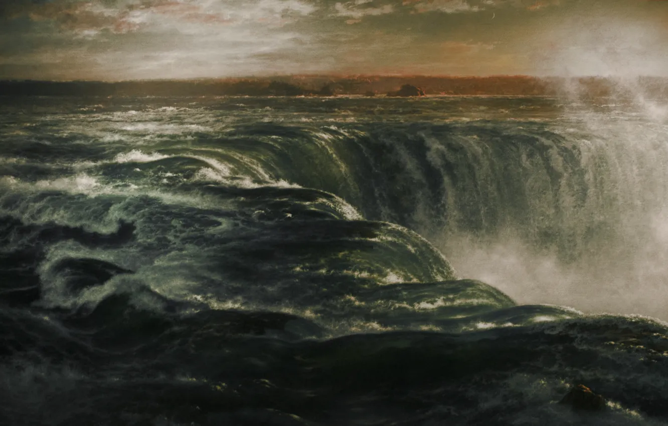 Фото обои вода, брызги, поток, картина, Ниагарский водопад