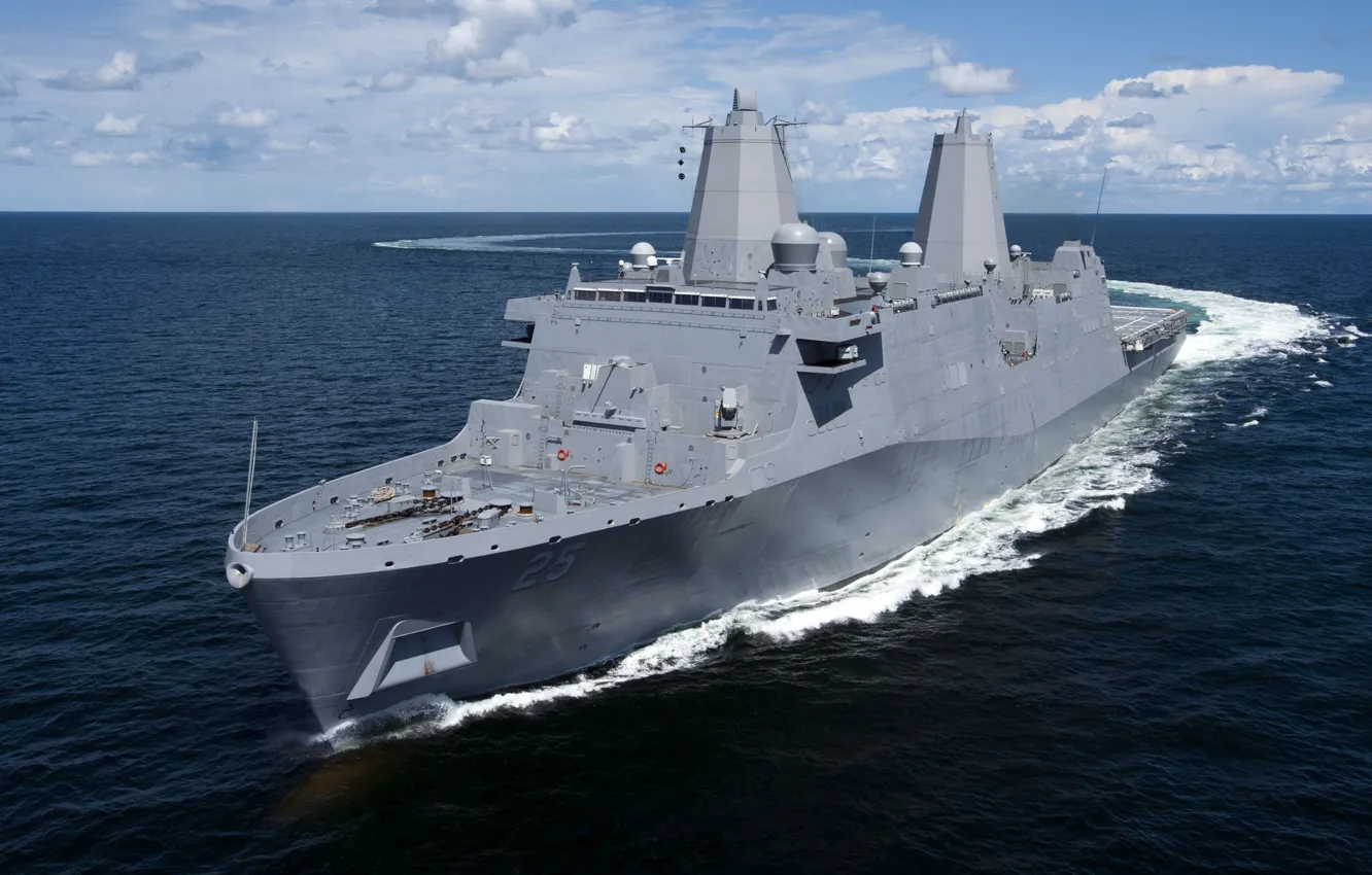 Фото обои море, типа, десантно, вертолетный, &quot;Сан-Антонио&quot;, USS Somerset, корабль-док, (LPD-25)