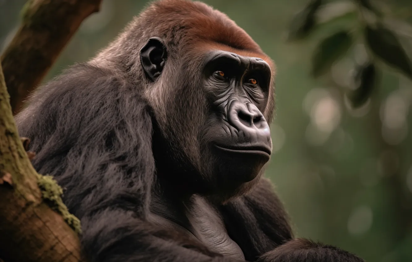 Фото обои gorilla, portrait, 3d rendering