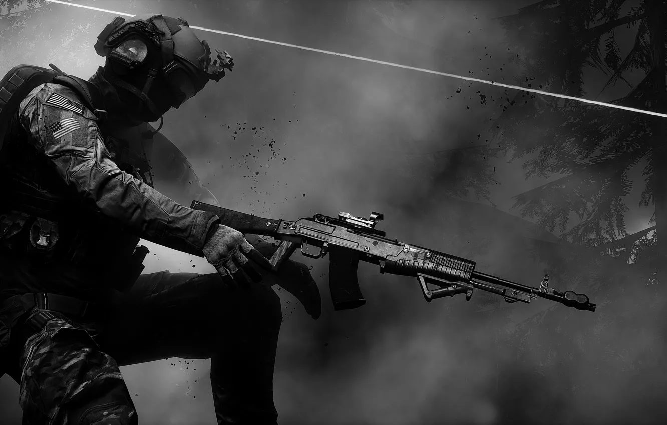 Фото обои gun, soldier, weapon, Battlefield, rifle, uniform, seifuku, Battlefield 4