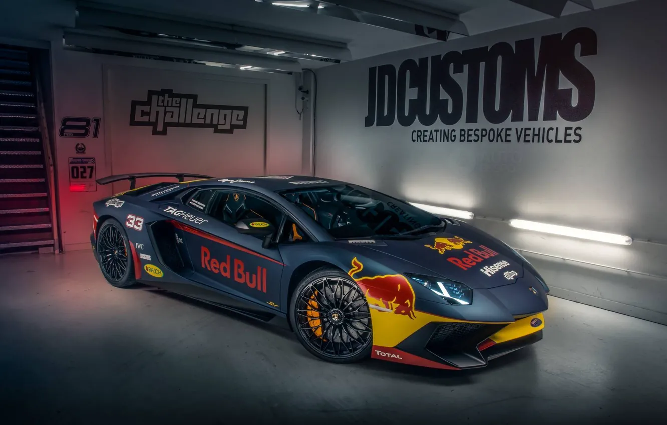 Фото обои Lamborghini, Red Bull, Aventador, Superveloce