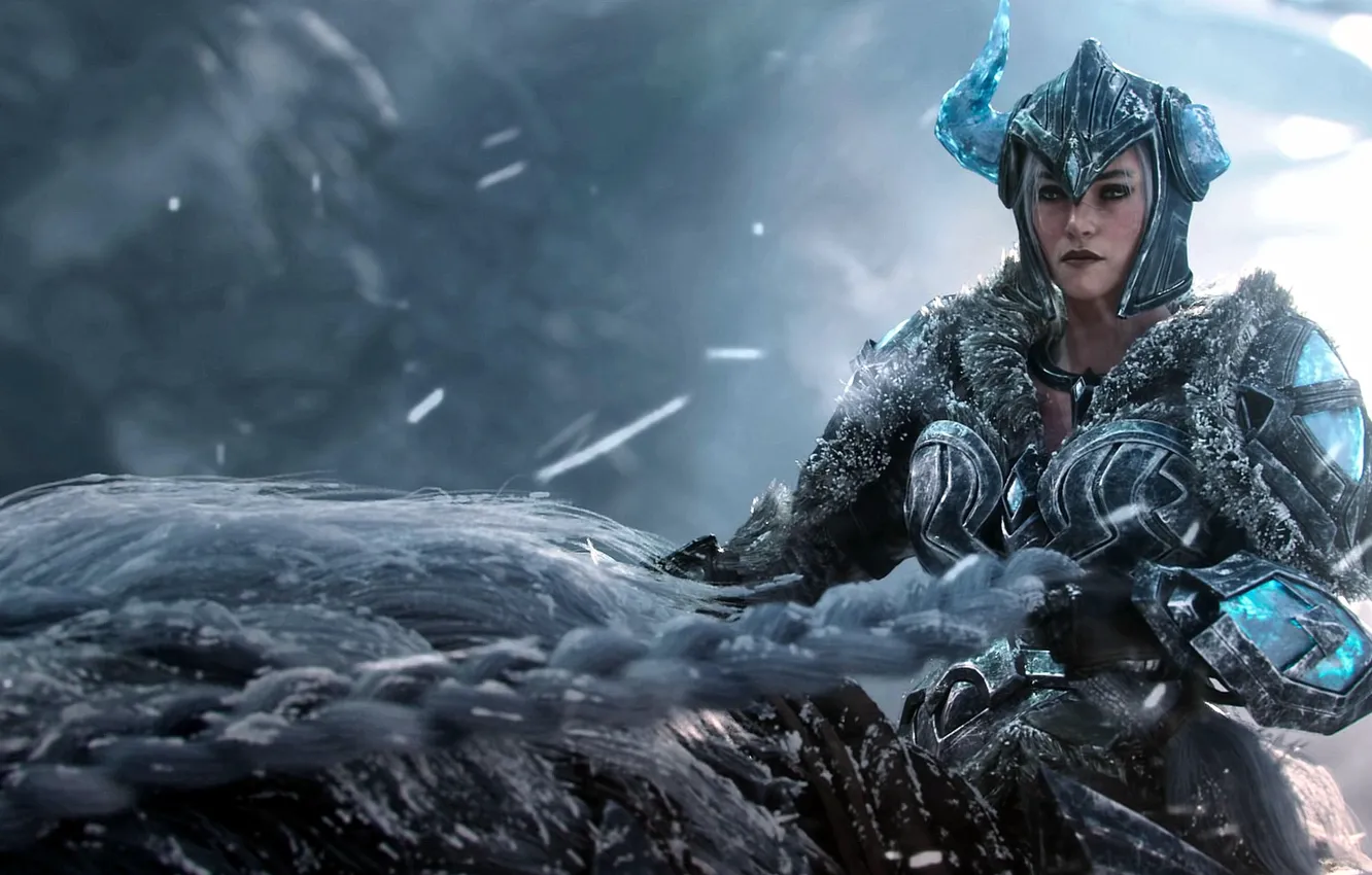 Фото обои Воительница, League of Legends, Лига Легенд, Sejuani, Седжуани