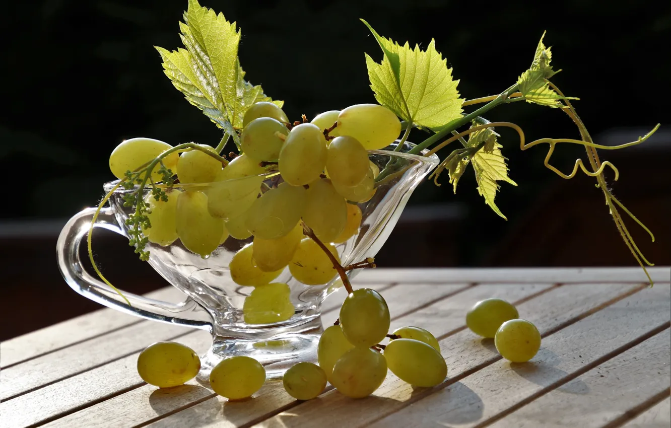 Фото обои виноград, гроздь, ваза, лакомство