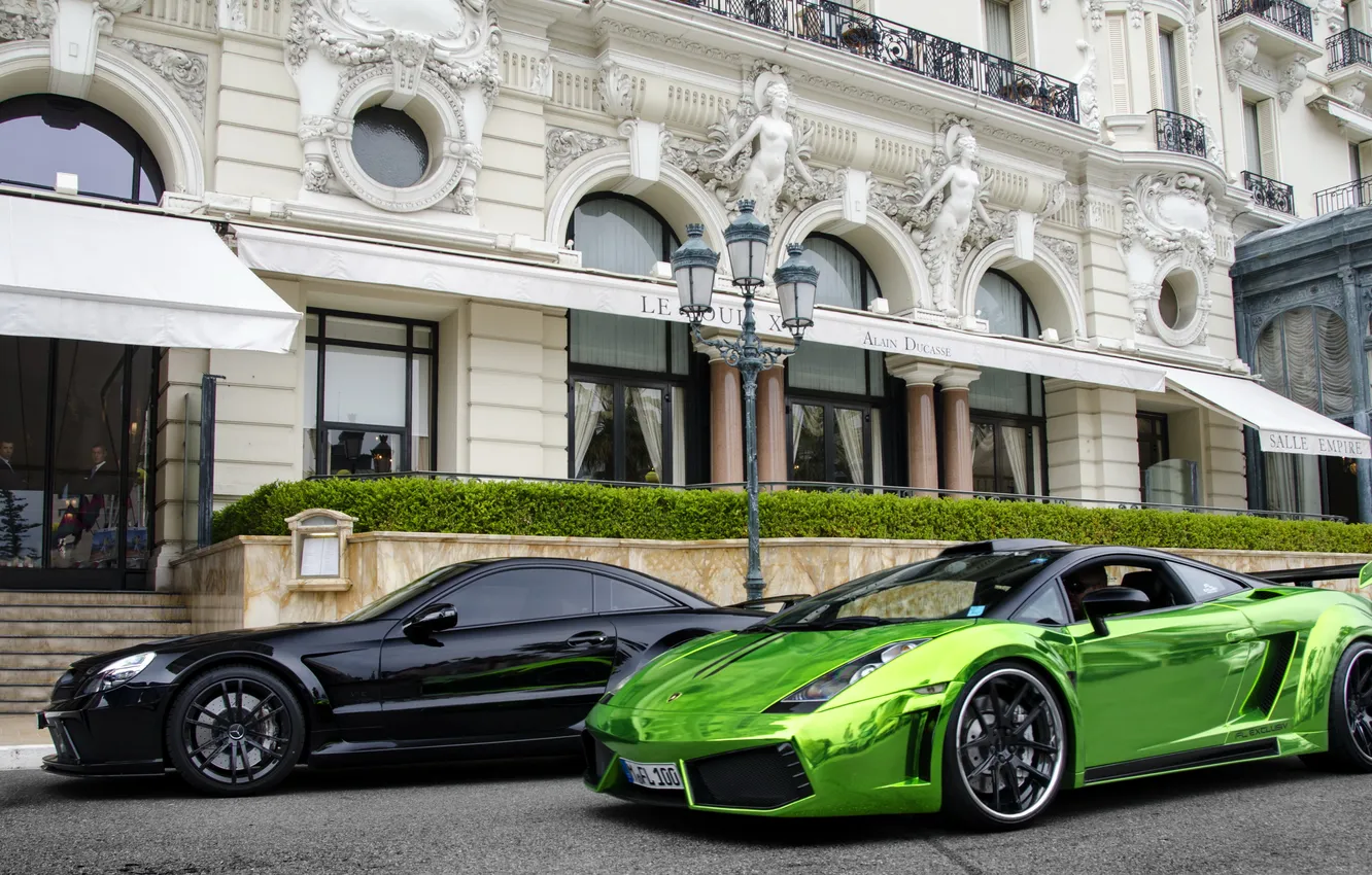 Фото обои Lamborghini, Mercedes, Gallardo, Monaco, AMG, Black Series, SL65, Monte-Carlo
