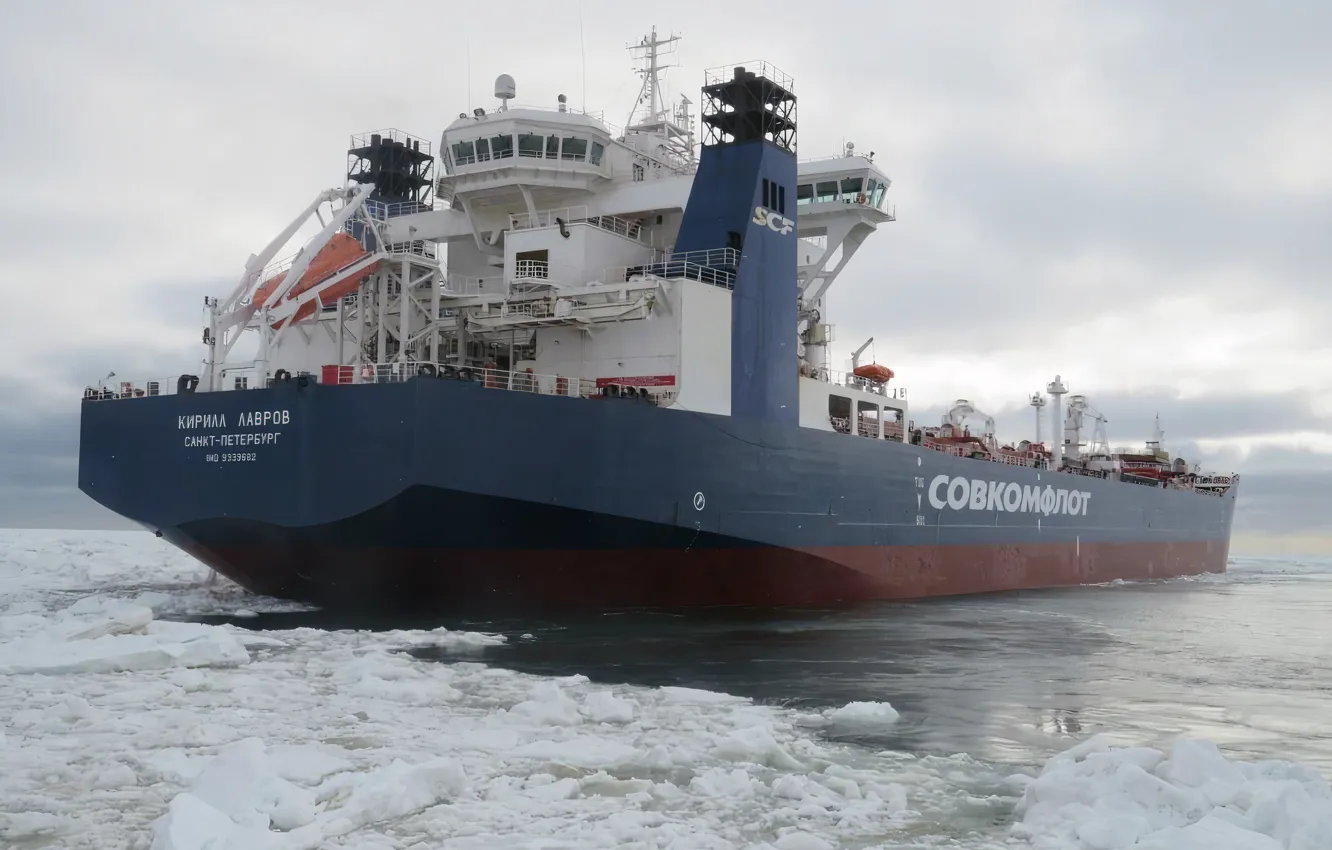 Фото обои Море, Танкер, Кирилл Лавров, Приразломное