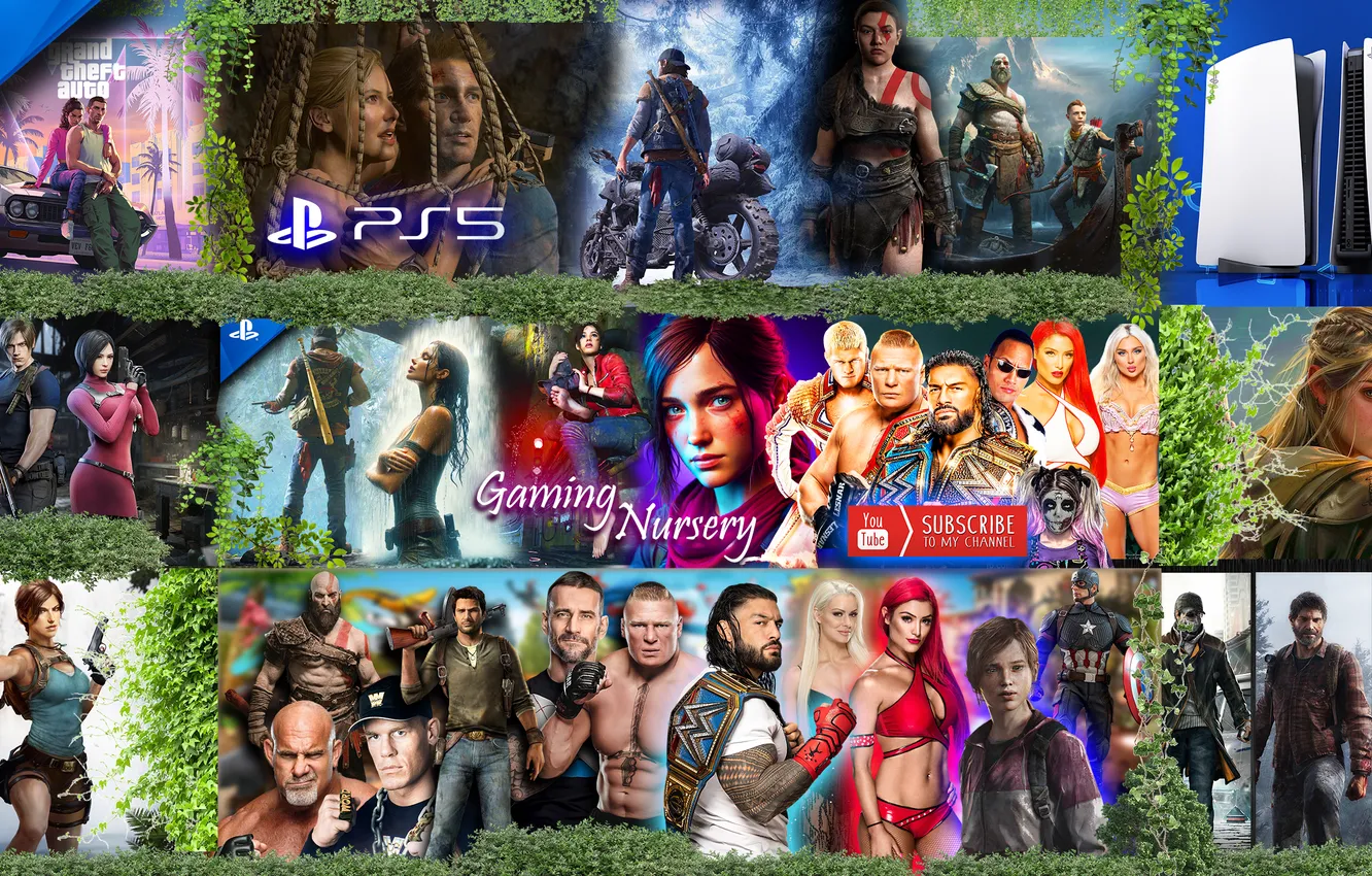 Фото обои tomb raider, resident evil, god of war, games, youtube, wwe, ellie, last of us