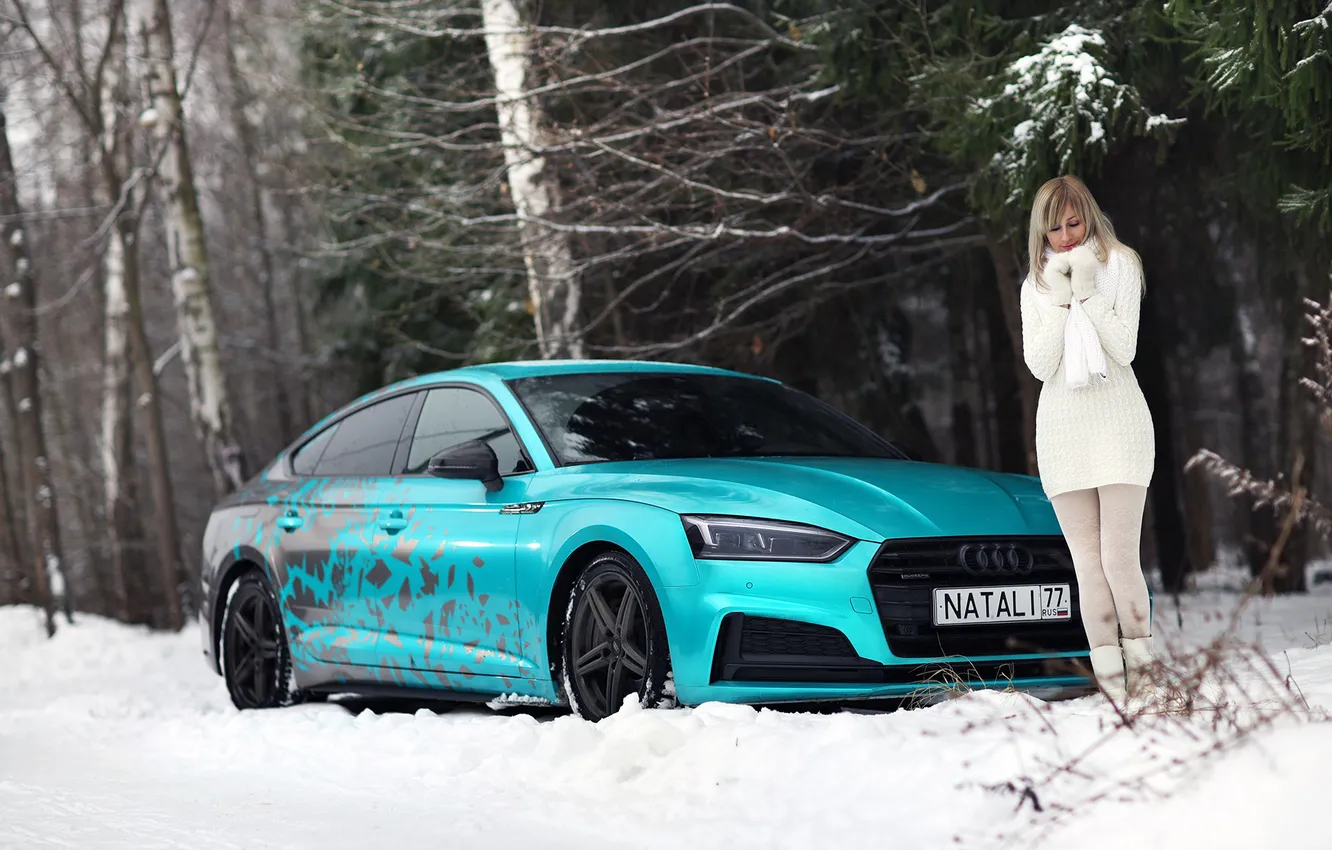 Фото обои девушка, Audi, милая, модель, Зима, блондинка, Обои, Сапоги