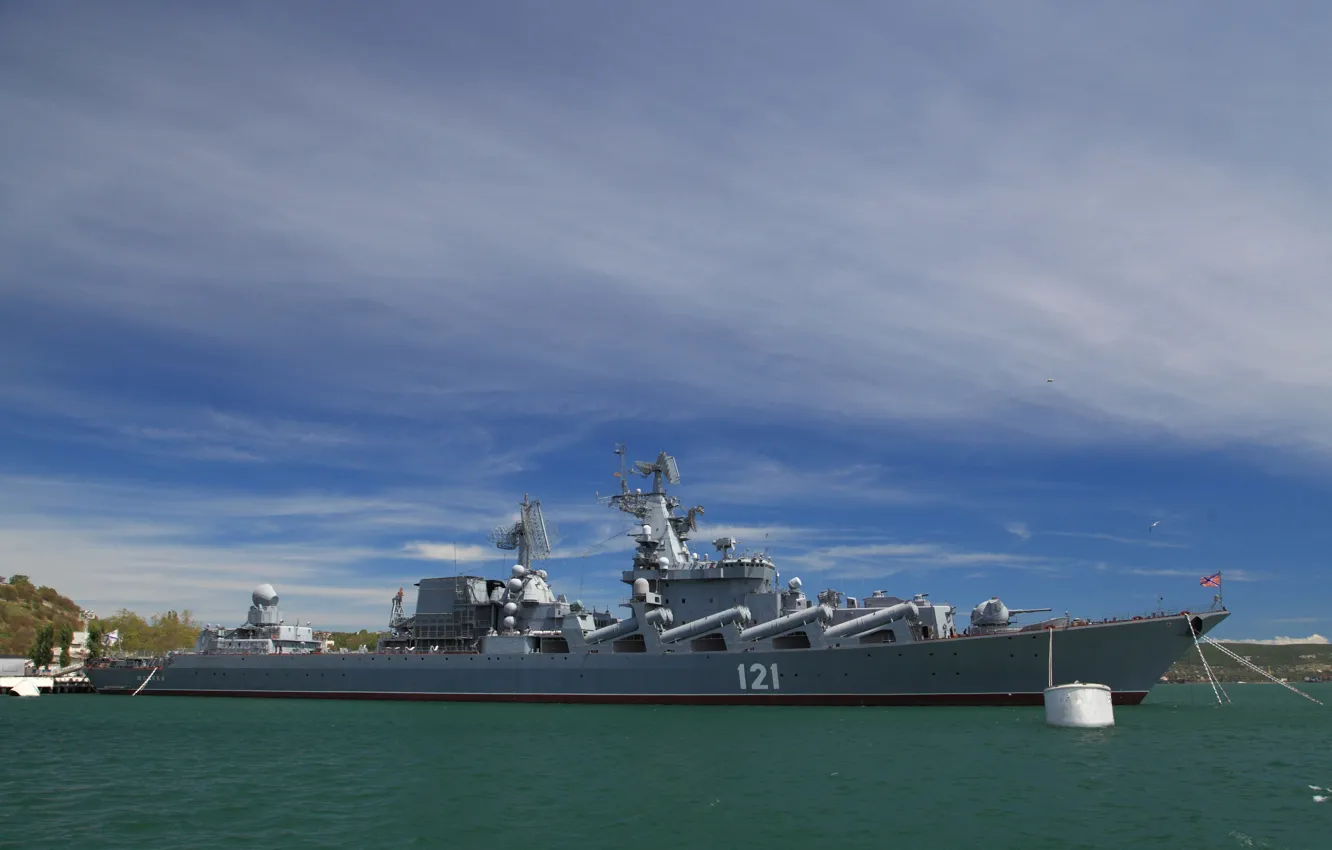 Фото обои Москва, ВМФ, крейсер, ракетный, Атлант, гвардейский, проект1164